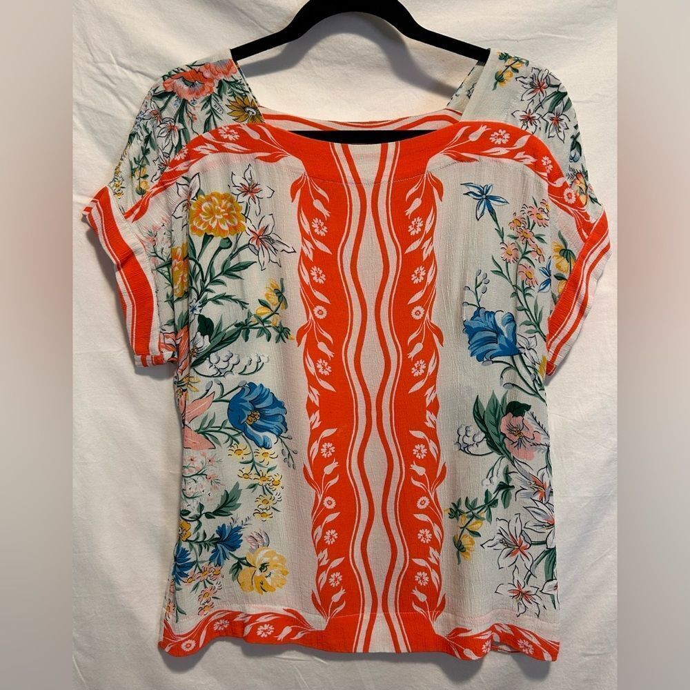 Maeve by Anthropologie Romina Scarf Print Top Boho Floral Small EUC - Picture 4 of 9